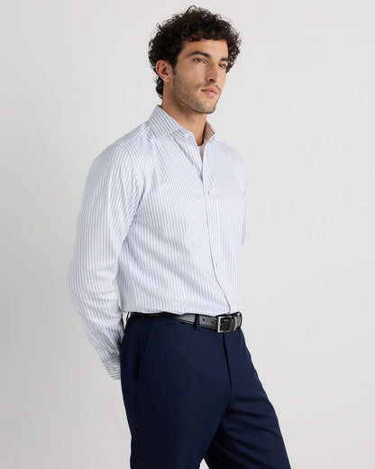 Organic Cotton Stretch Twill Dress Shirt - S / Grey Stripe