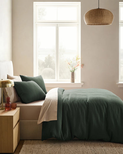 Organic Luxe Honeycomb Duvet Cover Set - Twin / Mineral