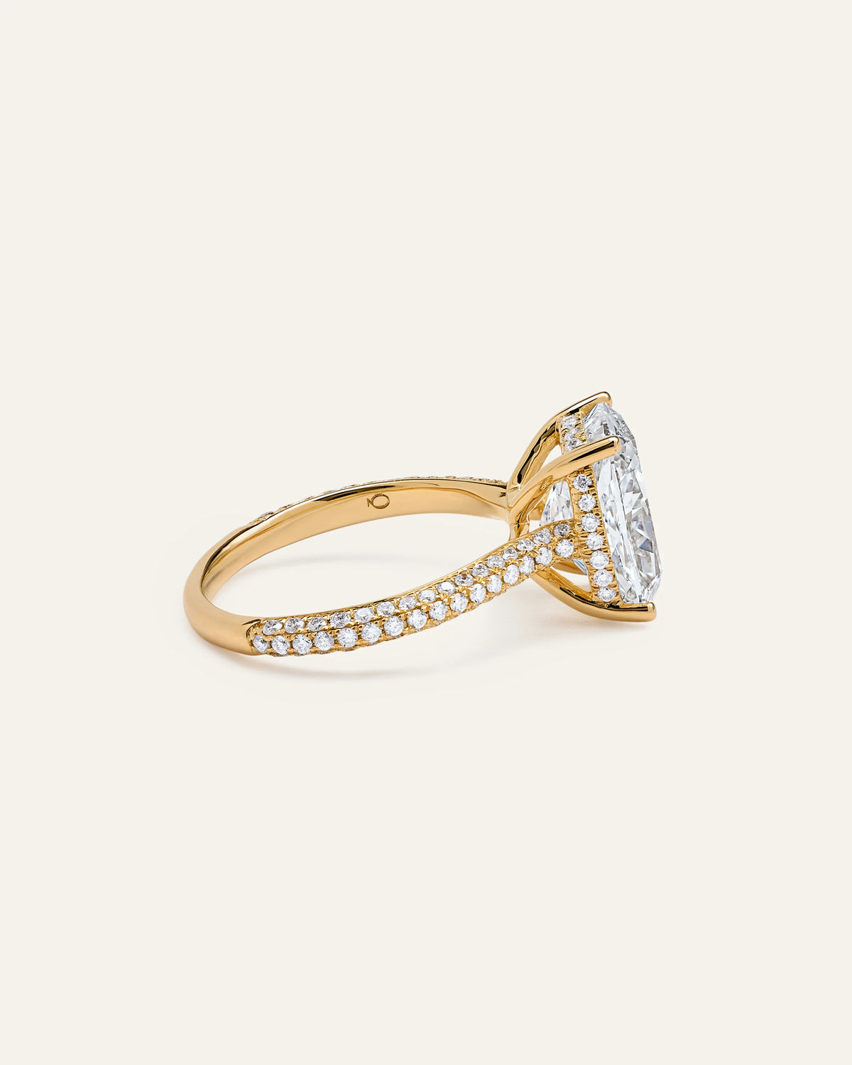 Lab Grown Diamond Elongated Cushion Pave Cathedral Engagement Ring - 5ct - 4 / Yellow Gold