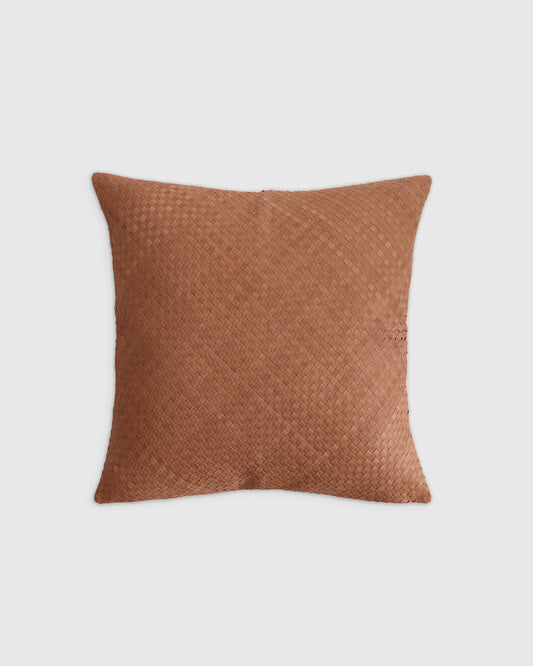 Woven Leather Pillow cover - 20x20 / Chestnut