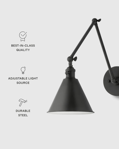 Articulating Double Arm Steel Wall Sconce - One Size / Silver