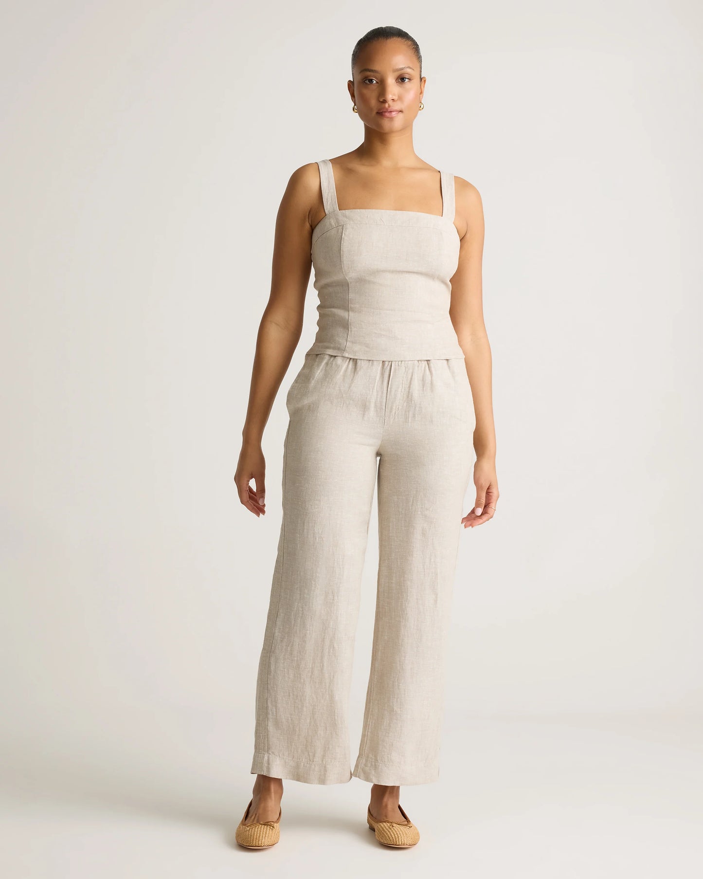 100% European Linen Fitted Tank - XS / Moonstone Blue