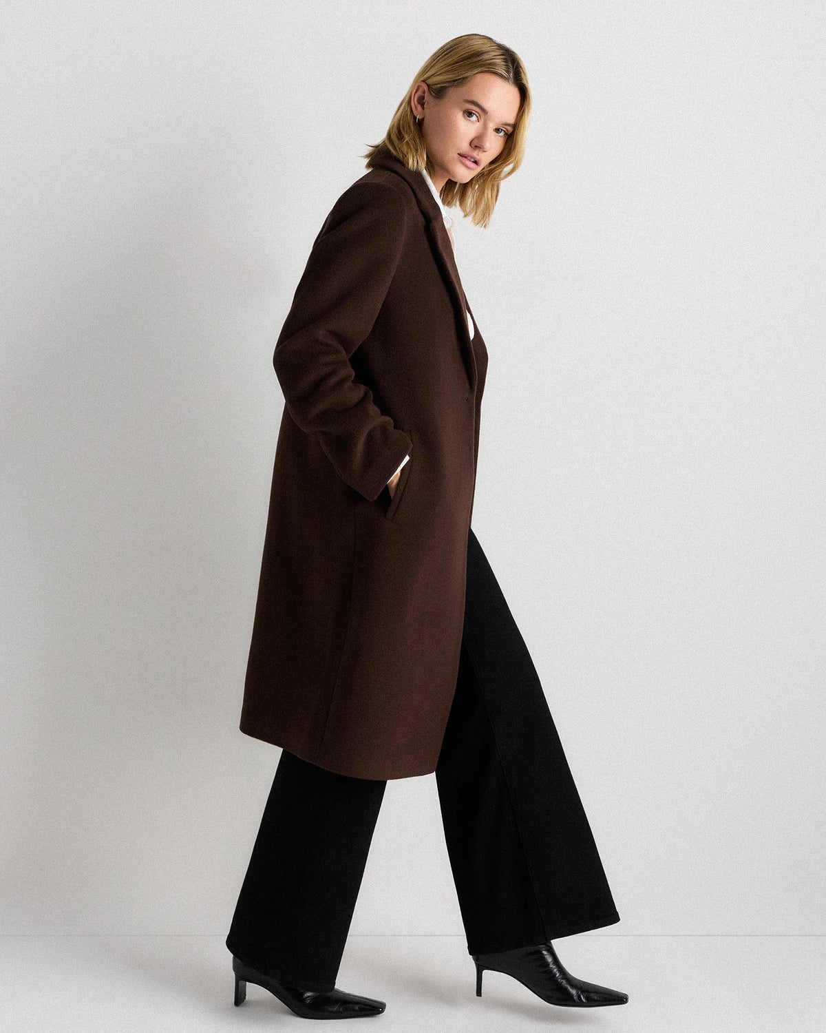 Wool Cashmere Blazer Coat - XS / Mocha Brown