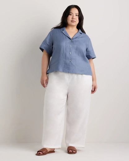 100% European Linen Short Sleeve Shirt - 1X / Flax
