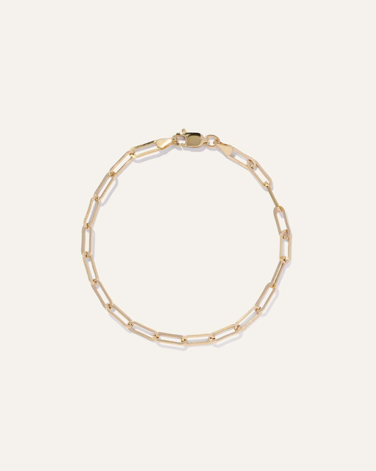 14K Gold Paperclip Chain Bracelet - 7" / Yellow Gold