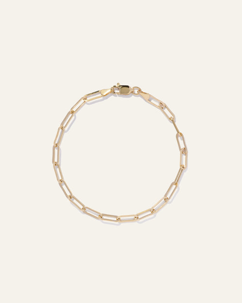 14K Gold Paperclip Chain Bracelet - 7" / Yellow Gold