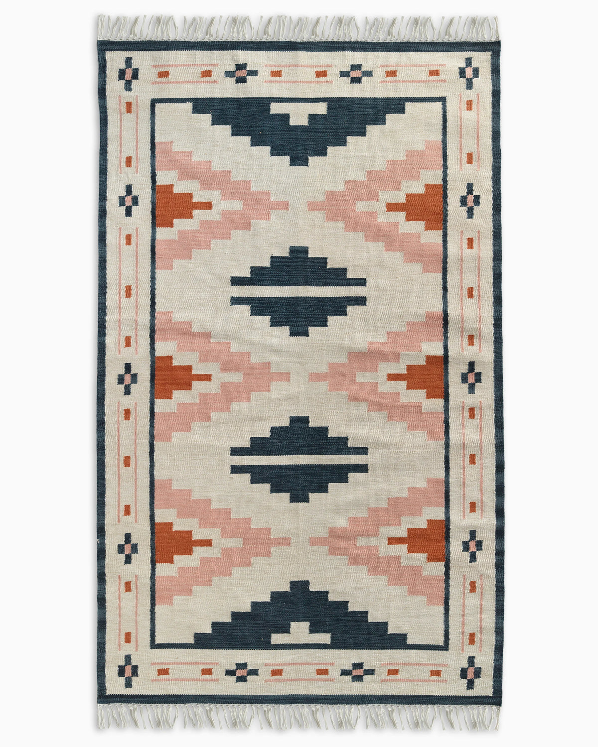 Jasper Indoor/Outdoor Flatweave Rug - 3' x 5' / Navy/Pink/Natural