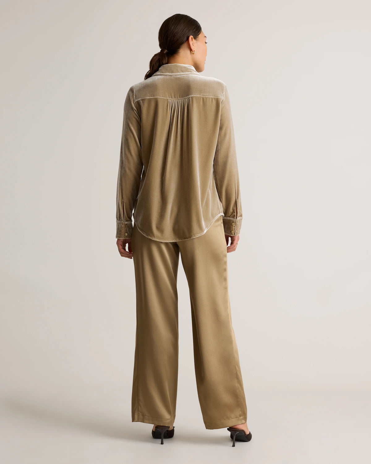 Stretch Silk Velvet Long Sleeve Shirt - XS / Dogwood
