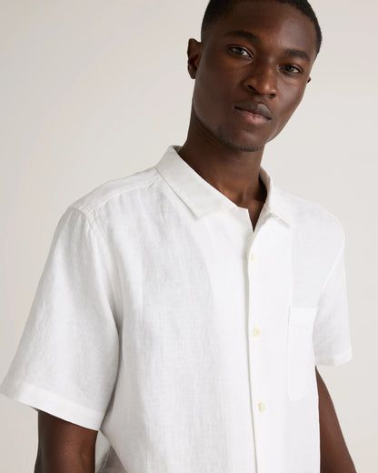 100% European Linen Camp Shirt - XS / Sky Blue Mariner Stripe
