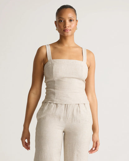 100% European Linen Fitted Tank - XS / Moonstone Blue