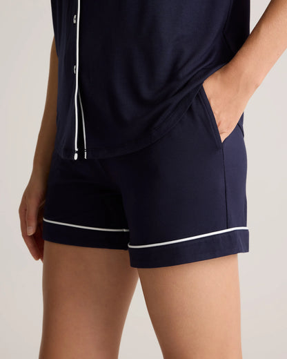 Bamboo Jersey Short Sleeve Pajama Set - XS / True Black