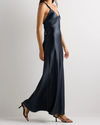 Bianca Stretch Satin Dress - 0 / Garden Sage Green