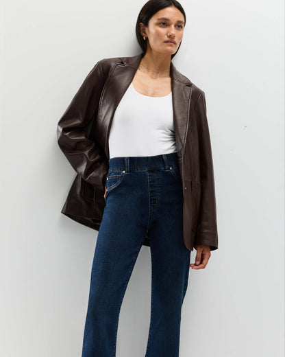 Nina Stretch Pull-On Flare Jeans - XS / Raven Black