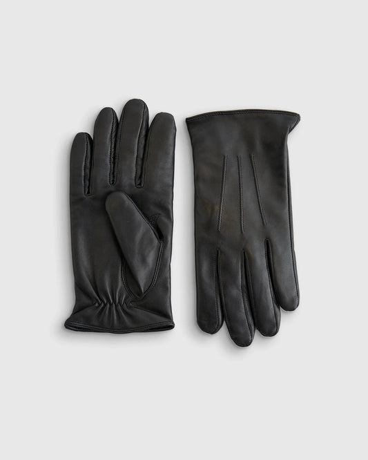 Cashmere Lined Leather Gloves - S / Black