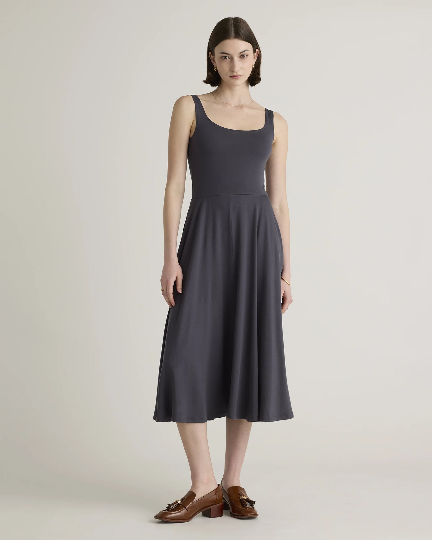 Tencel Jersey Fit & Flare Dress - XS / Dark Olive