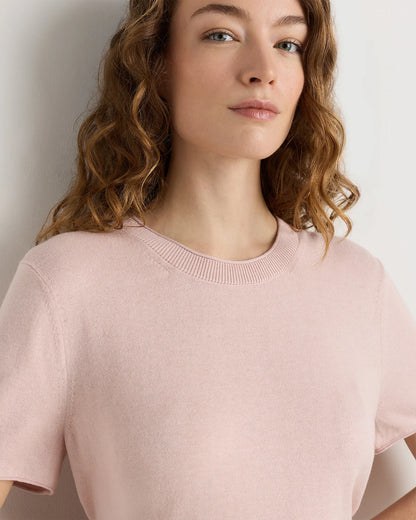Lightweight Cotton Cashmere Relaxed Sweater Tee - XS / Sugar Stone