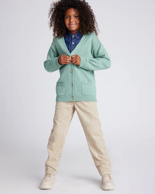100% Organic Cotton Oversized V-Neck Cardigan 2-Pack - 6 / Grey/Granite Green