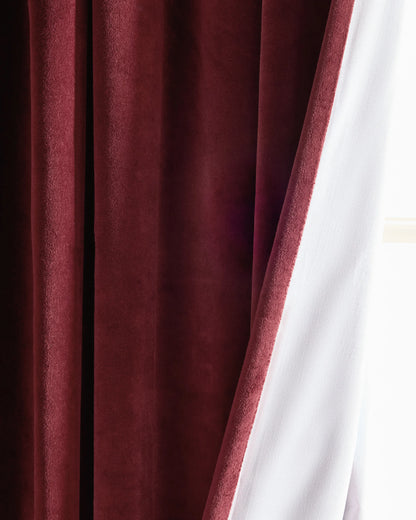 Cotton Velvet Curtain - Single Panel - 48x84 / Ivory