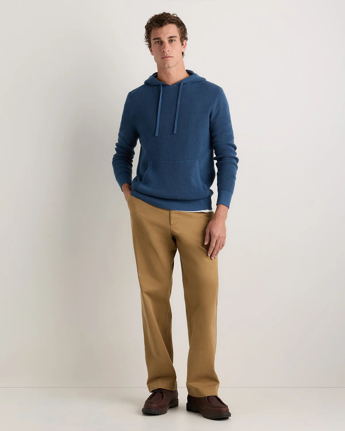 Organic Cotton Cashmere Waffle Hoodie - S / Bayberry Olive