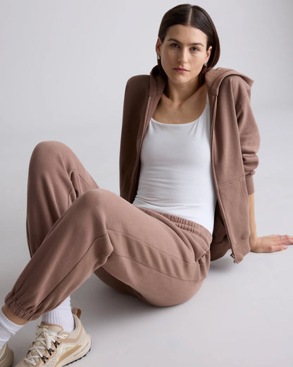 Organic Heavyweight Fleece Full Zip Hoodie - XS / Taupe