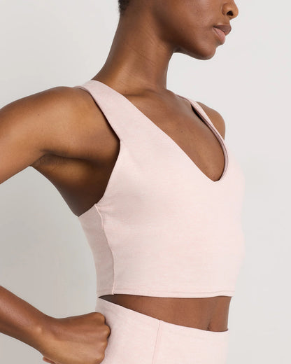 Ultra-Soft V-Neck Cropped Tank - XS / Heather Navy