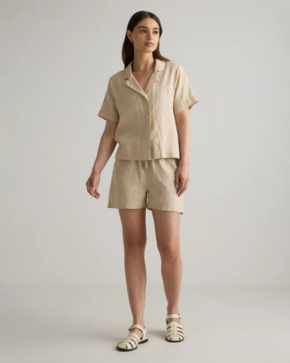 100% European Linen Short Sleeve Shirt - XS / Moonstone Blue