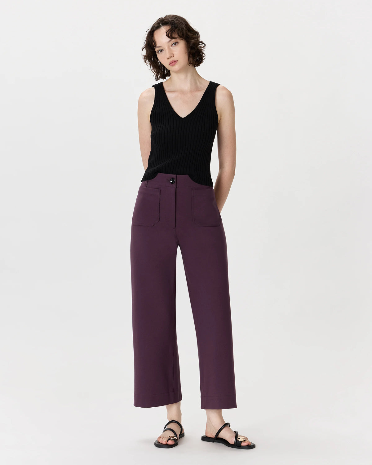 Ultra-Stretch Ponte Cropped Wide Leg Pants - 0 / Espresso