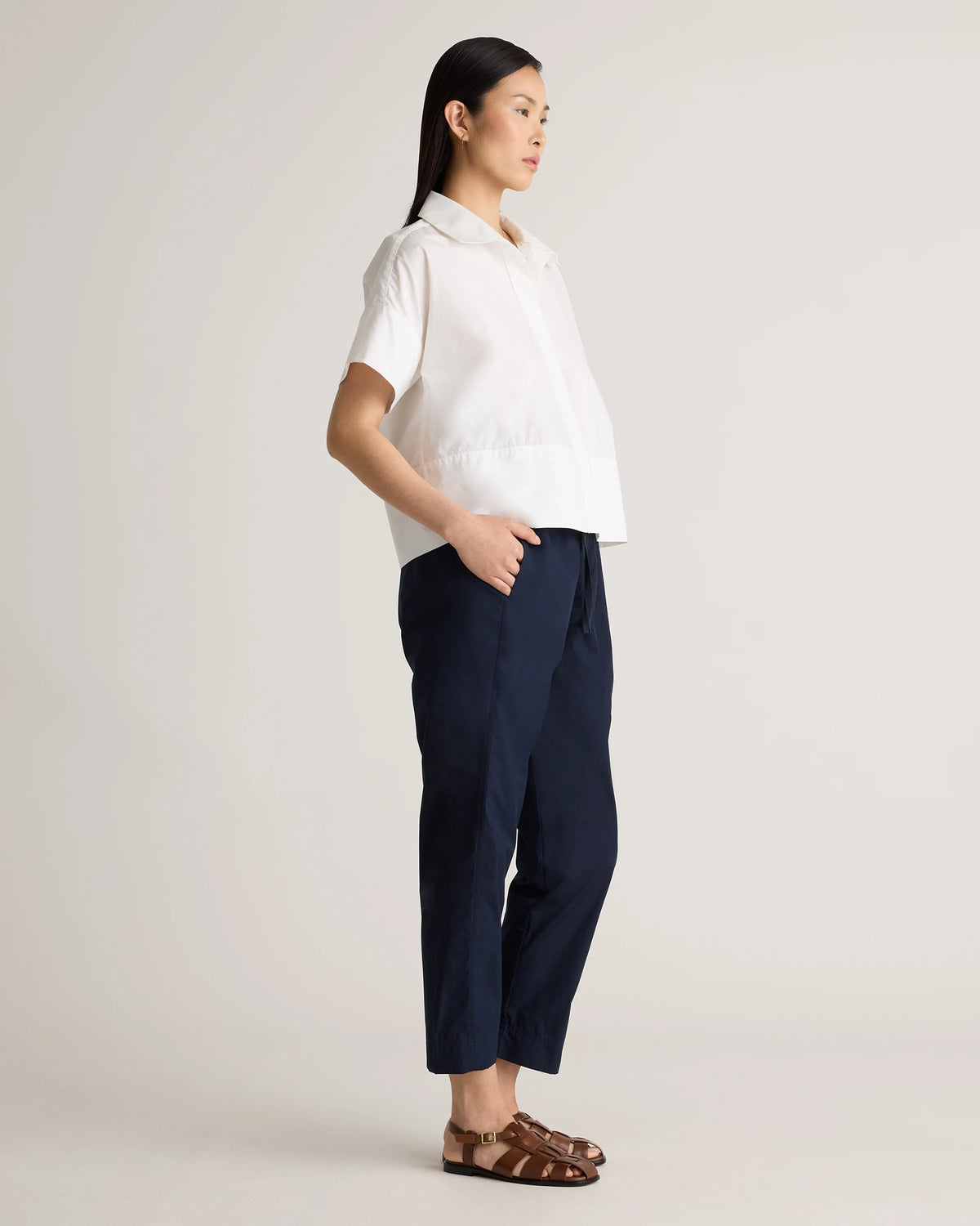 100% Organic Cotton Poplin Pull-On Pants - XS / Garden Green