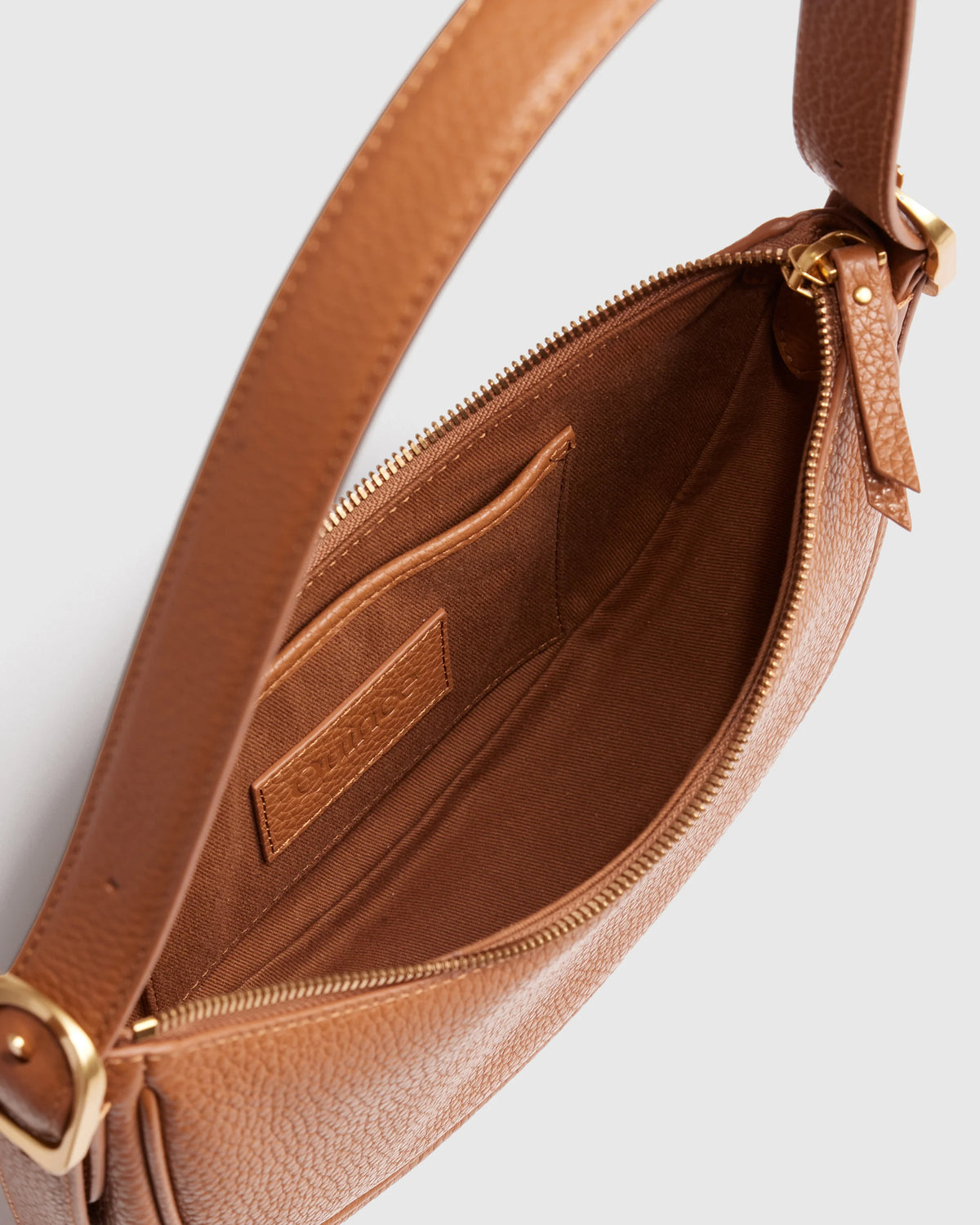 Italian Leather Mini Crescent Shoulder Bag - One Size / Espresso Brown