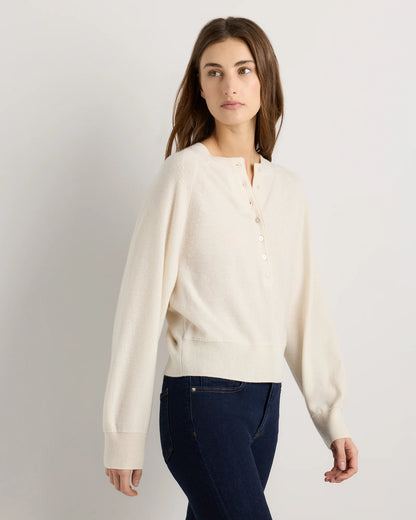 Mongolian Cashmere Dolman Sleeve Henley Sweater - XS / Oatmeal