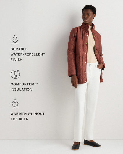 Featherless Quilted Long Puffer Jacket - XS / Silken White