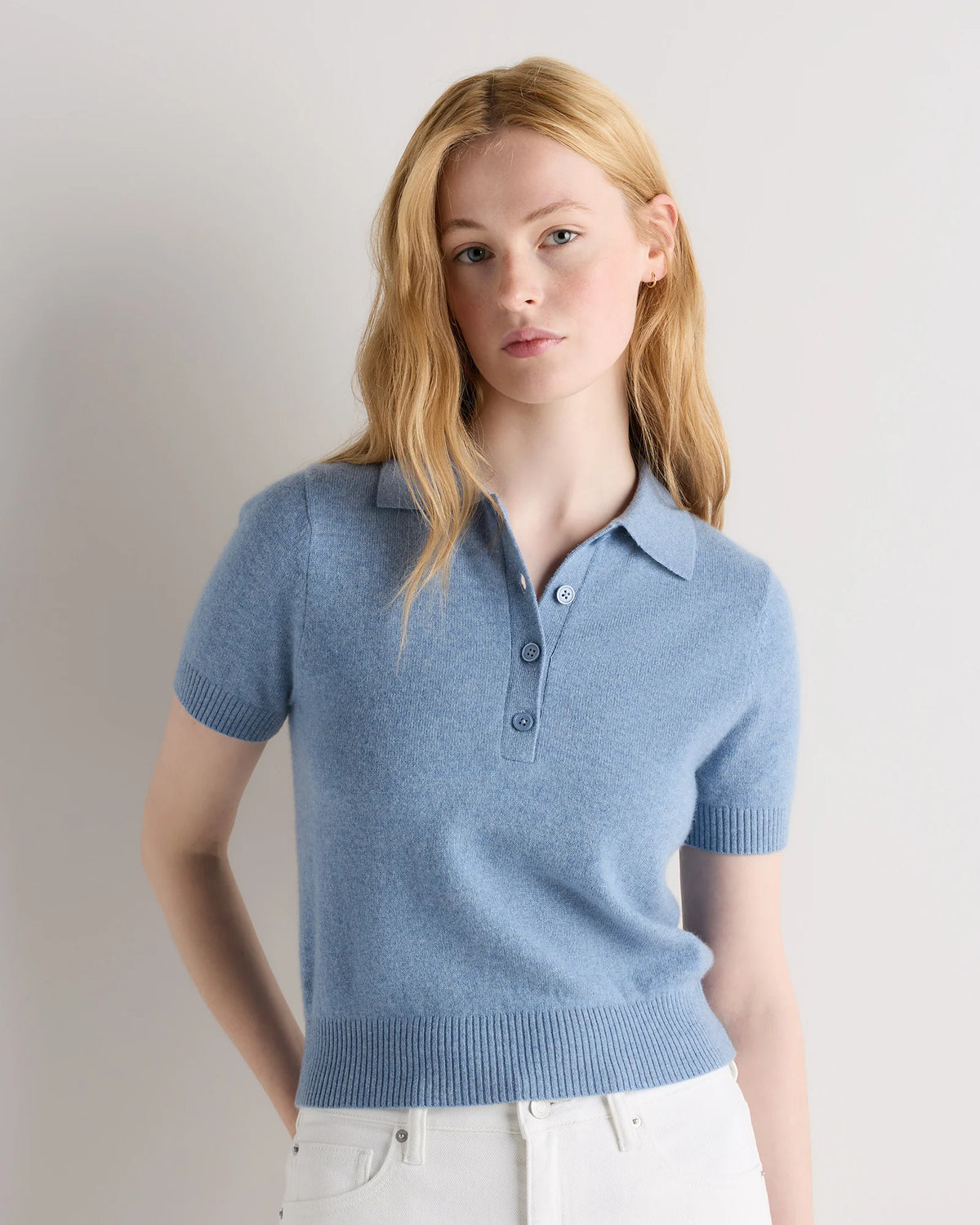 Mongolian Cashmere Short Sleeve Polo - XS / Oatmeal