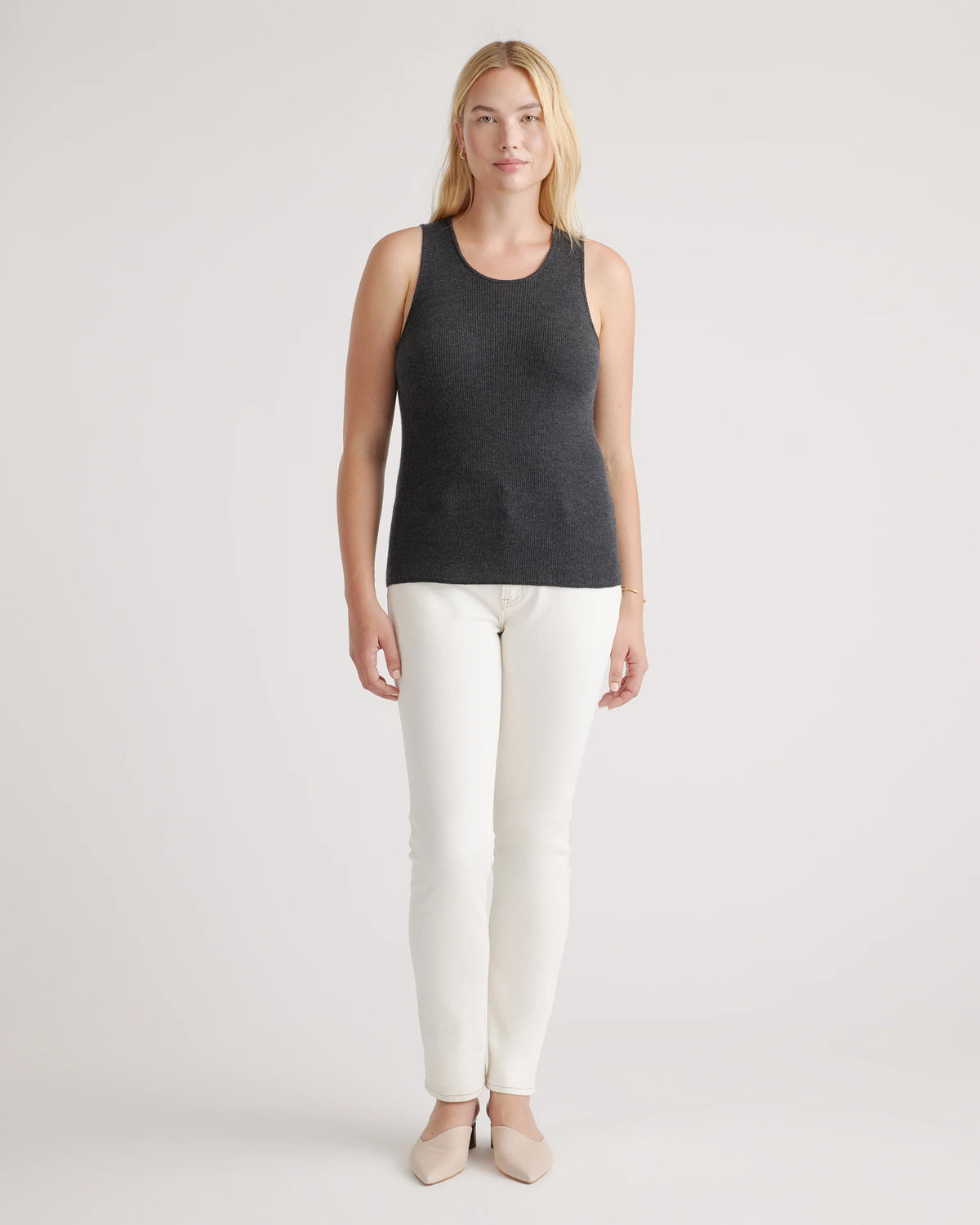 Featherweight Cashmere Ribbed Tank - XS / Charcoal