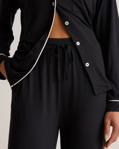 Bamboo Jersey Long Sleeve Pajama Set - XS / True Black