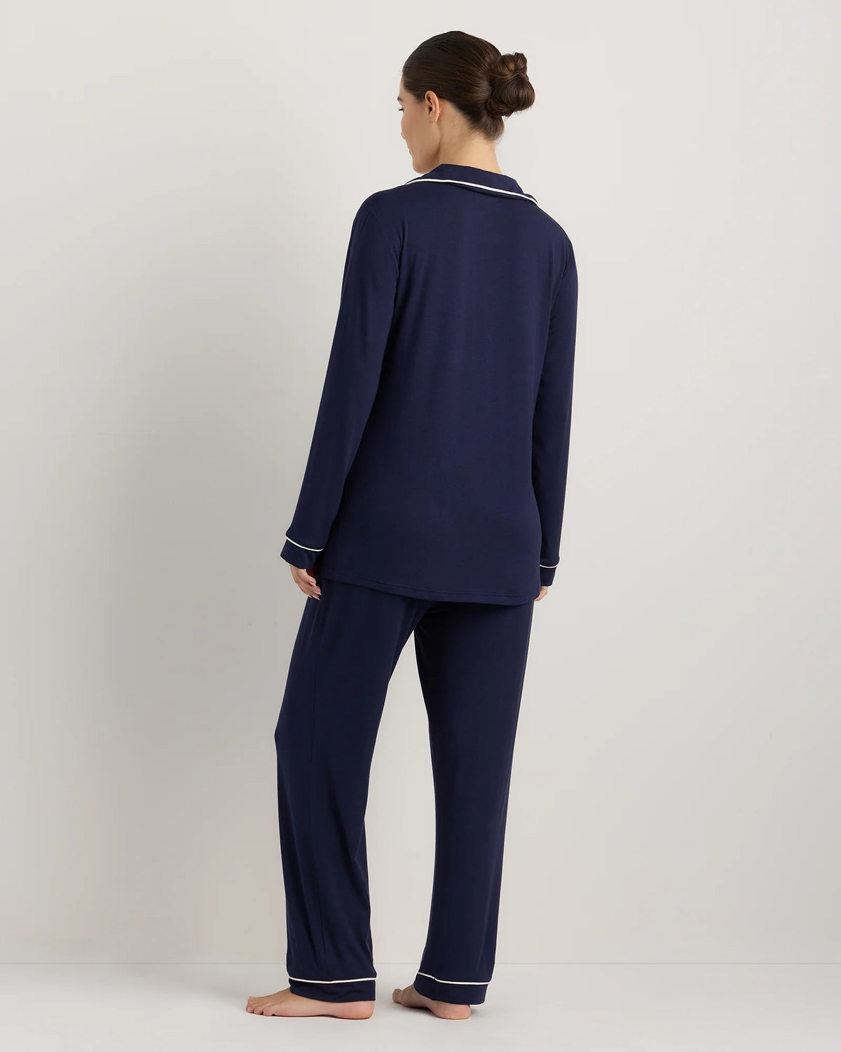 Bamboo Jersey Maternity Long Sleeve Pajama Set - XS / Nocturnal Green