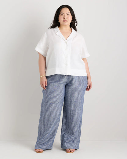 100% European Linen Wide Leg Pants - 1X / Bayberry Olive