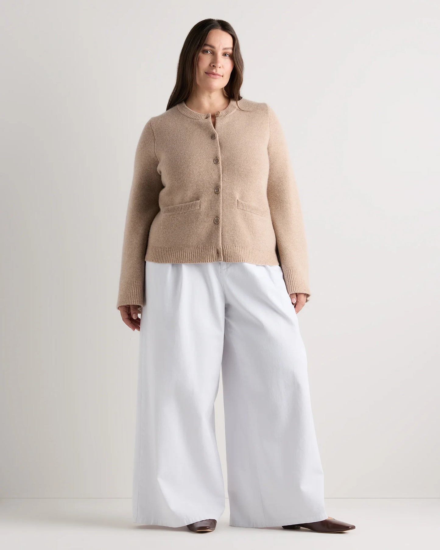 Mongolian Cashmere Structured Cardigan - 1X / Oatmeal