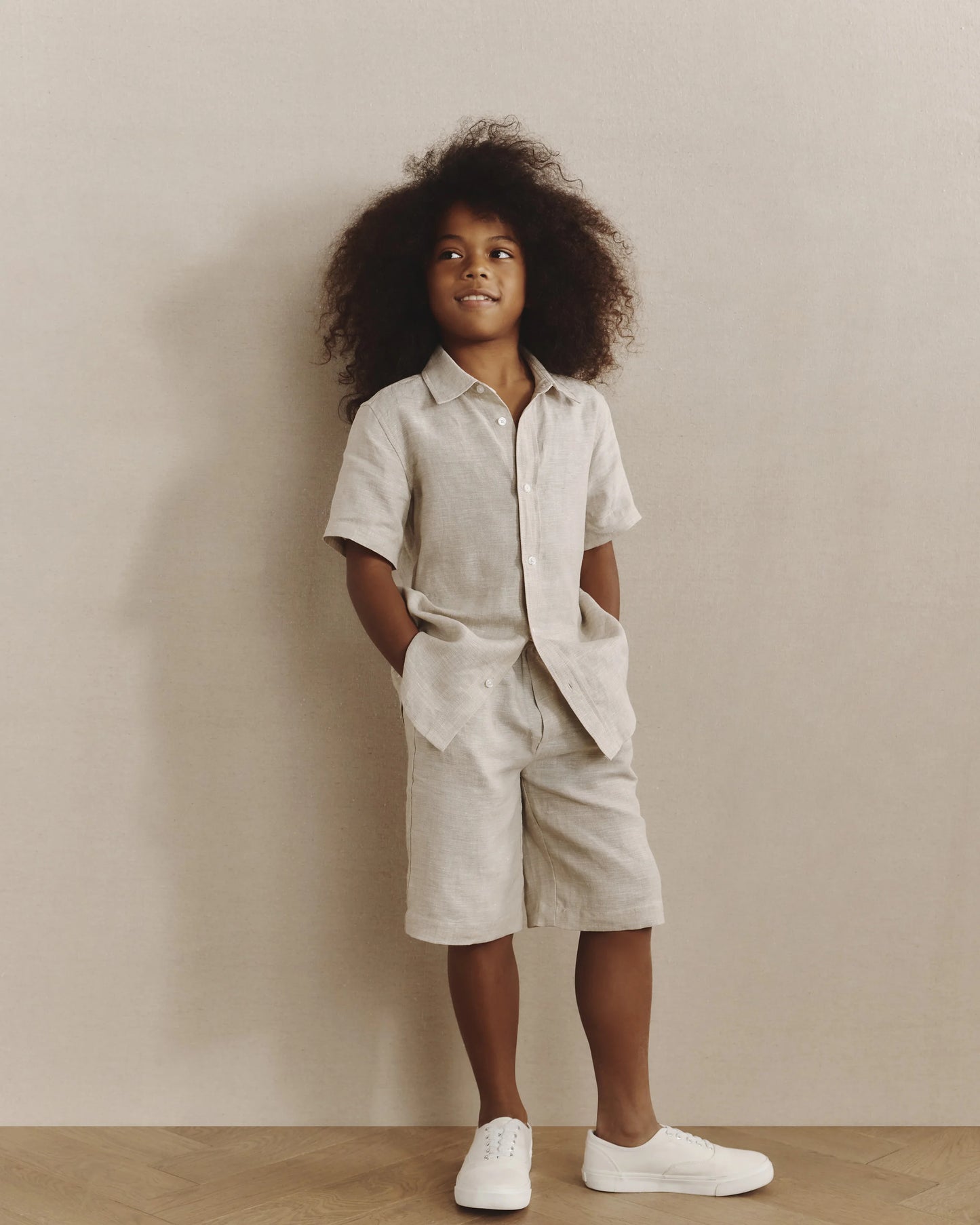100% European Linen Short Sleeve Shirt - 6 / Flax