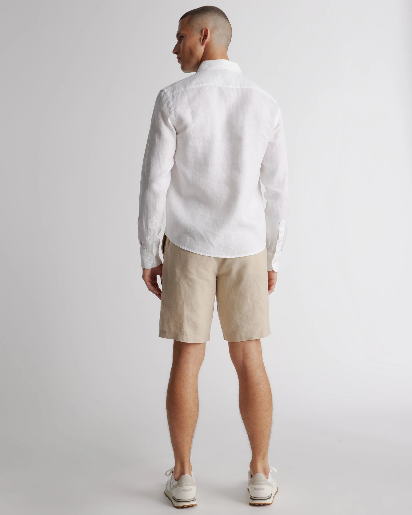 100% European Linen Relaxed Long Sleeve Shirt - XS / Flax