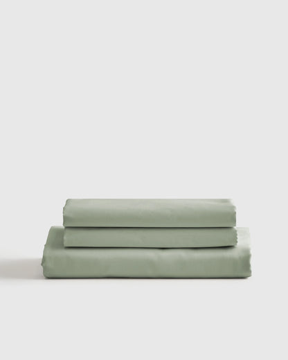 Luxury Organic Sateen Fitted Sheet Set - Cal King / Light Blue