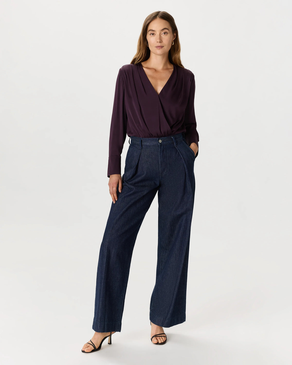 Washable Stretch Silk Surplice Bodysuit - XS / Moonstone Blue
