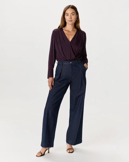 Washable Stretch Silk Surplice Bodysuit - XS / Moonstone Blue