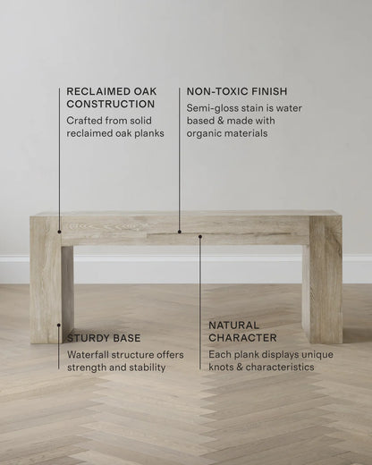 Reclaimed Oak Waterfall Console Table - One Size / Weathered Oak