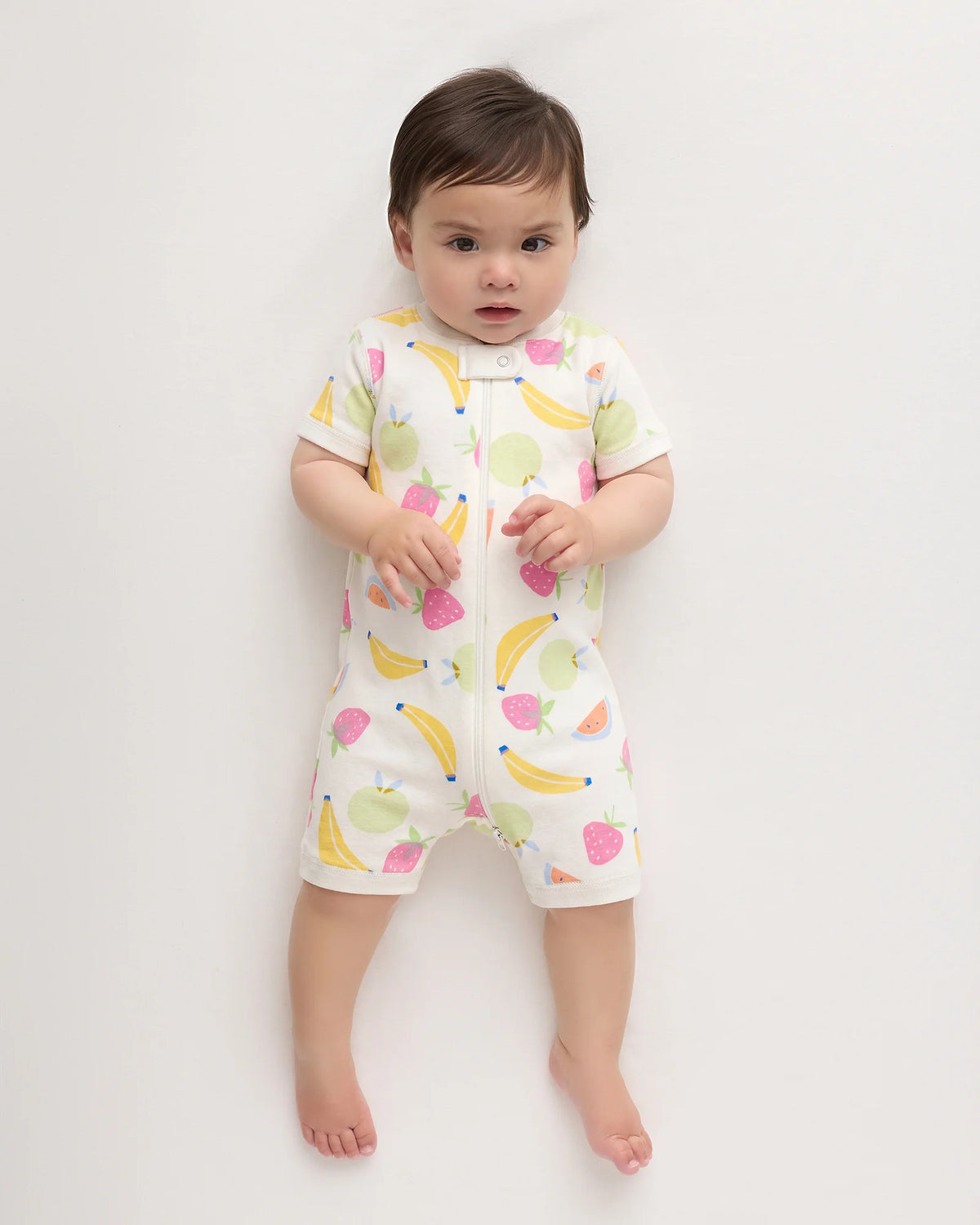 100% Organic Cotton Shortie Onesie Pajama - 0-3M / Animal Faces