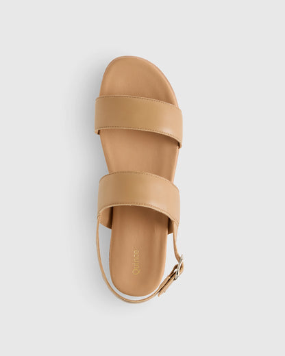Italian Leather Platform Sandal - 5 / Bone