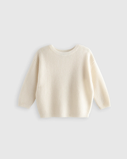 Washable Cashmere Fisherman Tunic Sweater - 2T / Ivory