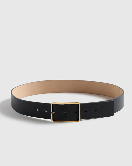Siena Rectangle European Leather Belt - XS / Black
