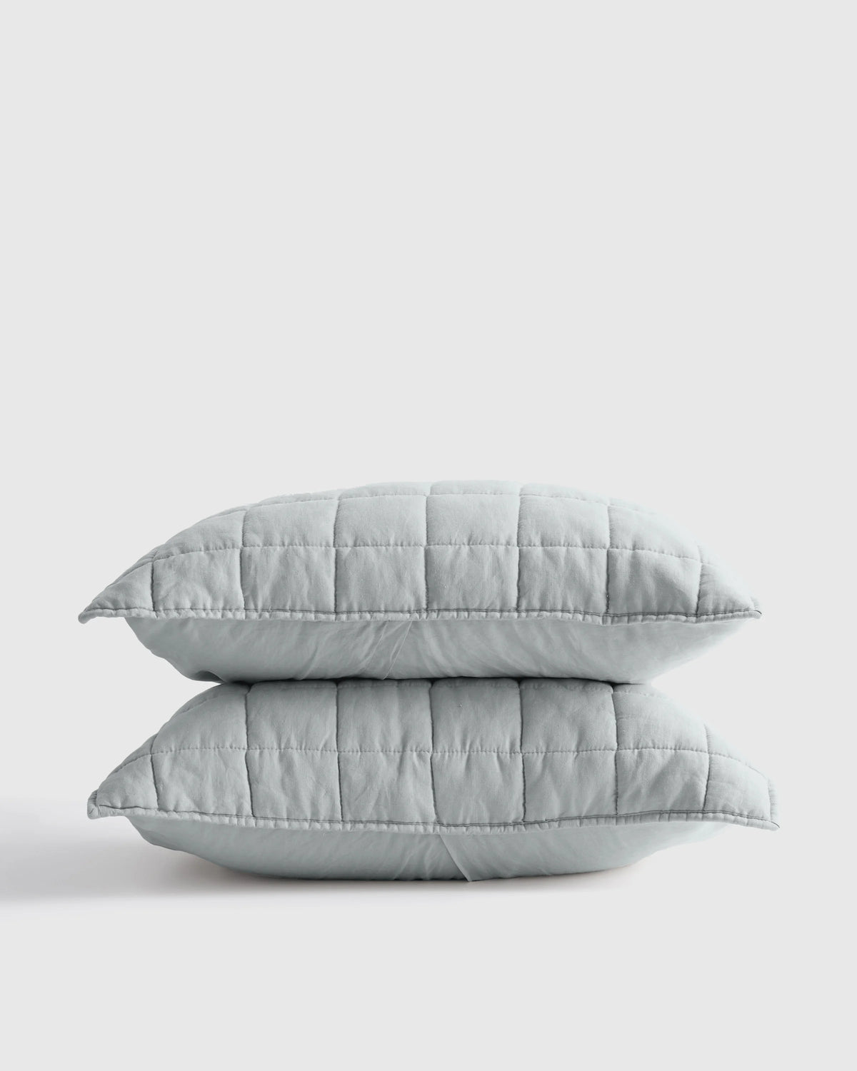 European Linen Box Quilted Sham Set - Standard / White
