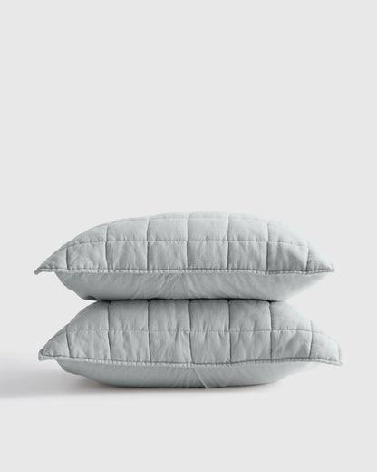 European Linen Box Quilted Sham Set - Standard / White
