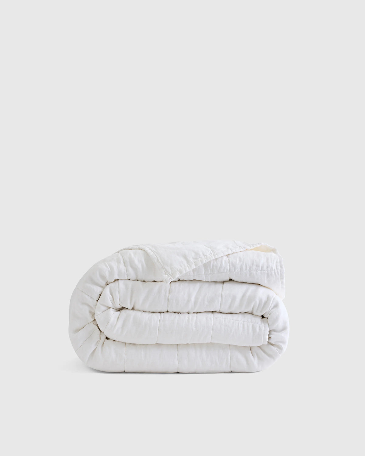 Lightweight European Linen Box Quilt - Twin / White